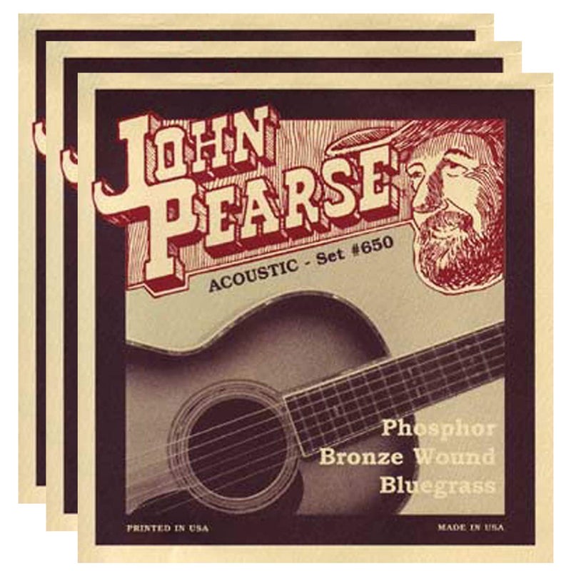 John Pearse Acoustic Strings Phosphor Bronze Bluegrass 12-56 (3 Pack Bundle) - Image 1
